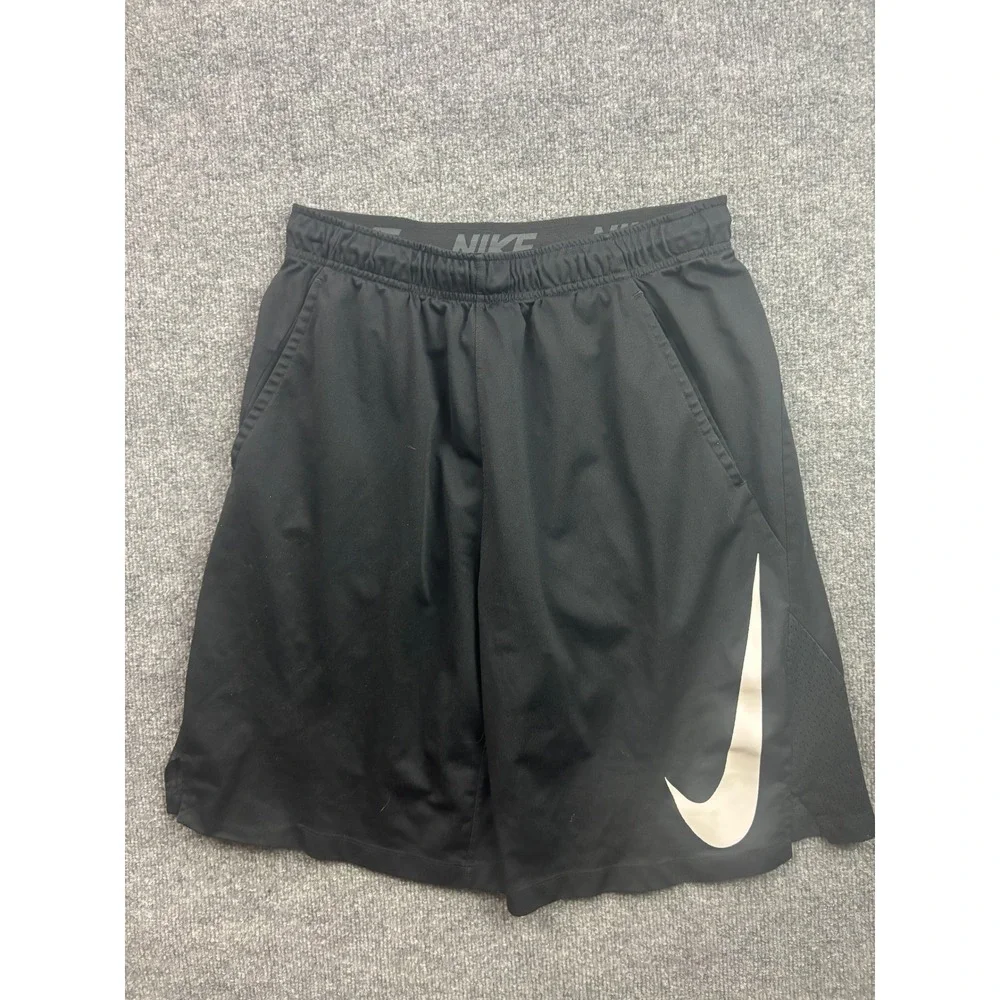 Nike Dri-FIT Shorts Mens Large Black Swoosh Logo Athletic Gym Training 66218